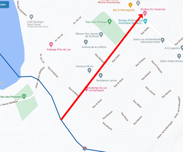 Les Studios du Vacancier - Hébergement à St-Donat - Instructions pour accéder à l'auberge depuis l'autoroute 33